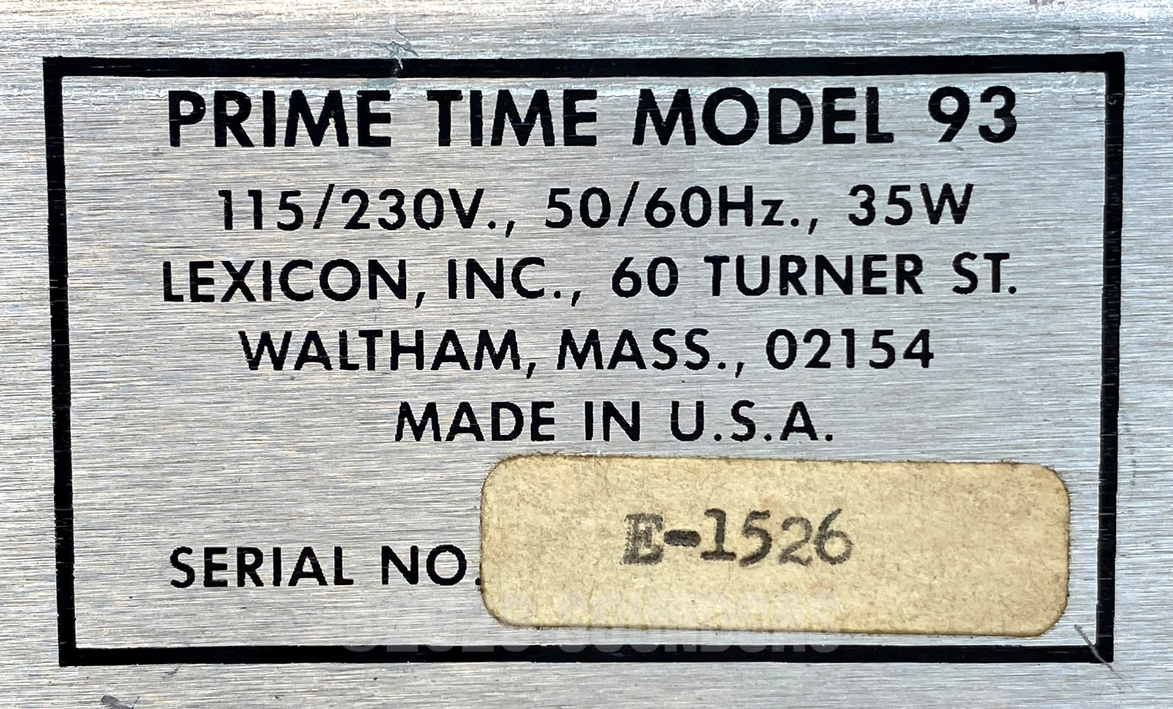 Lexicon Prime Time Model 93 Digital Delay - Image 6